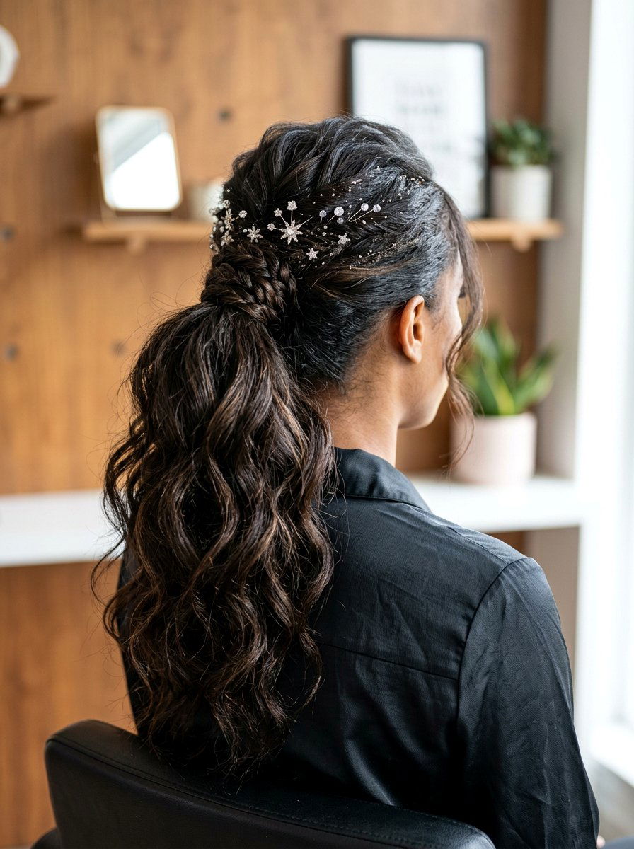 Textured High Ponytail New Year Hairstyle - 20 new year party hairstyles - 20 new year party hairstyles