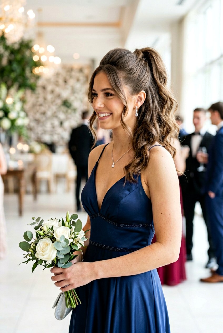 Textured High Ponytail - 20 prom hairstyle for shoulder length fine hair - 20 prom hairstyle for shoulder length fine hair