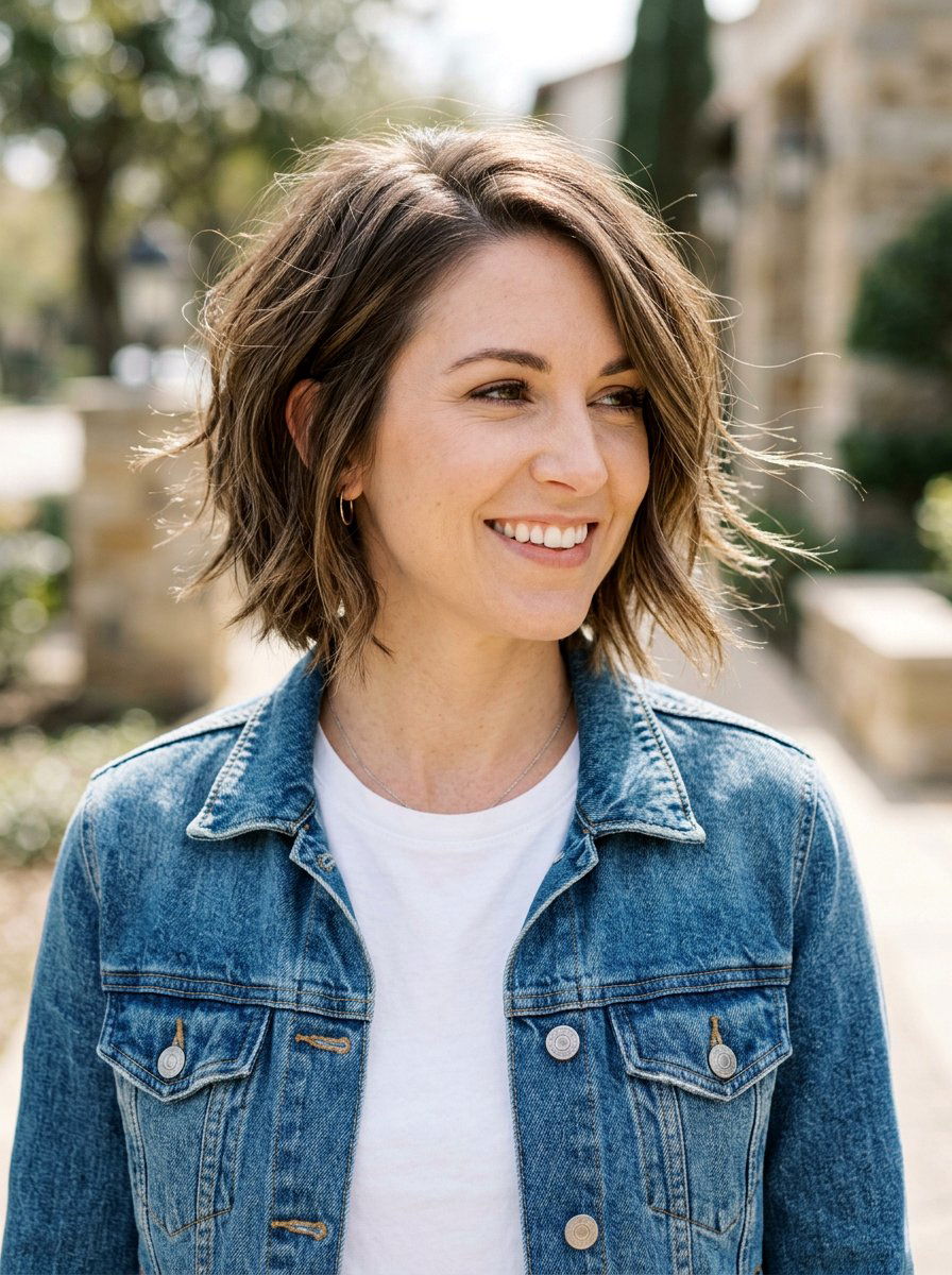 Textured Layered Chin Length Bob - 20 layered chin length bob with volume - 20 layered chin length bob with volume