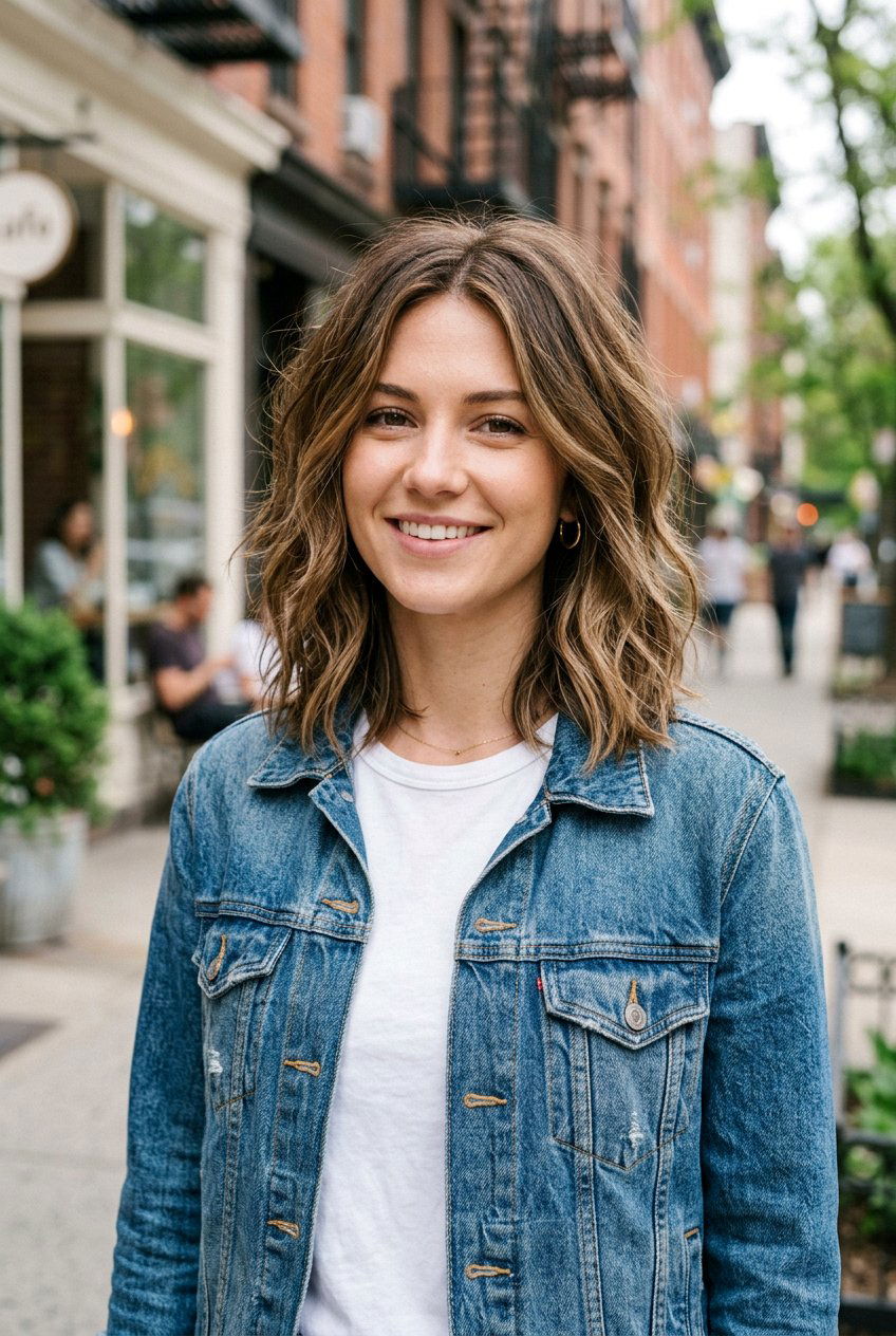 Textured Layered Lob - 20 shoulder length haircut for moms - 20 shoulder length haircut for moms