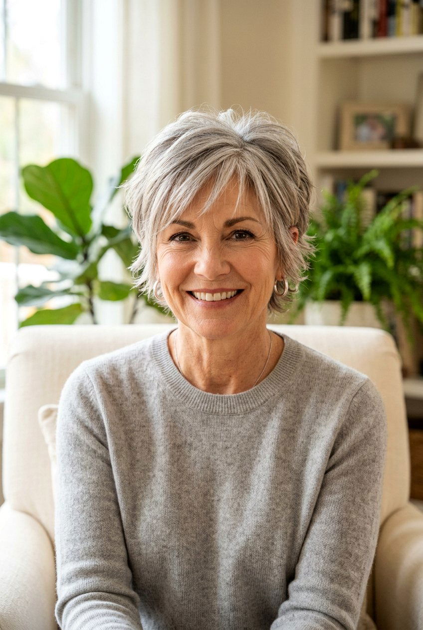 Textured Layered Pixie - 20 low maintenance pixie for mature women - 20 low maintenance pixie for mature women