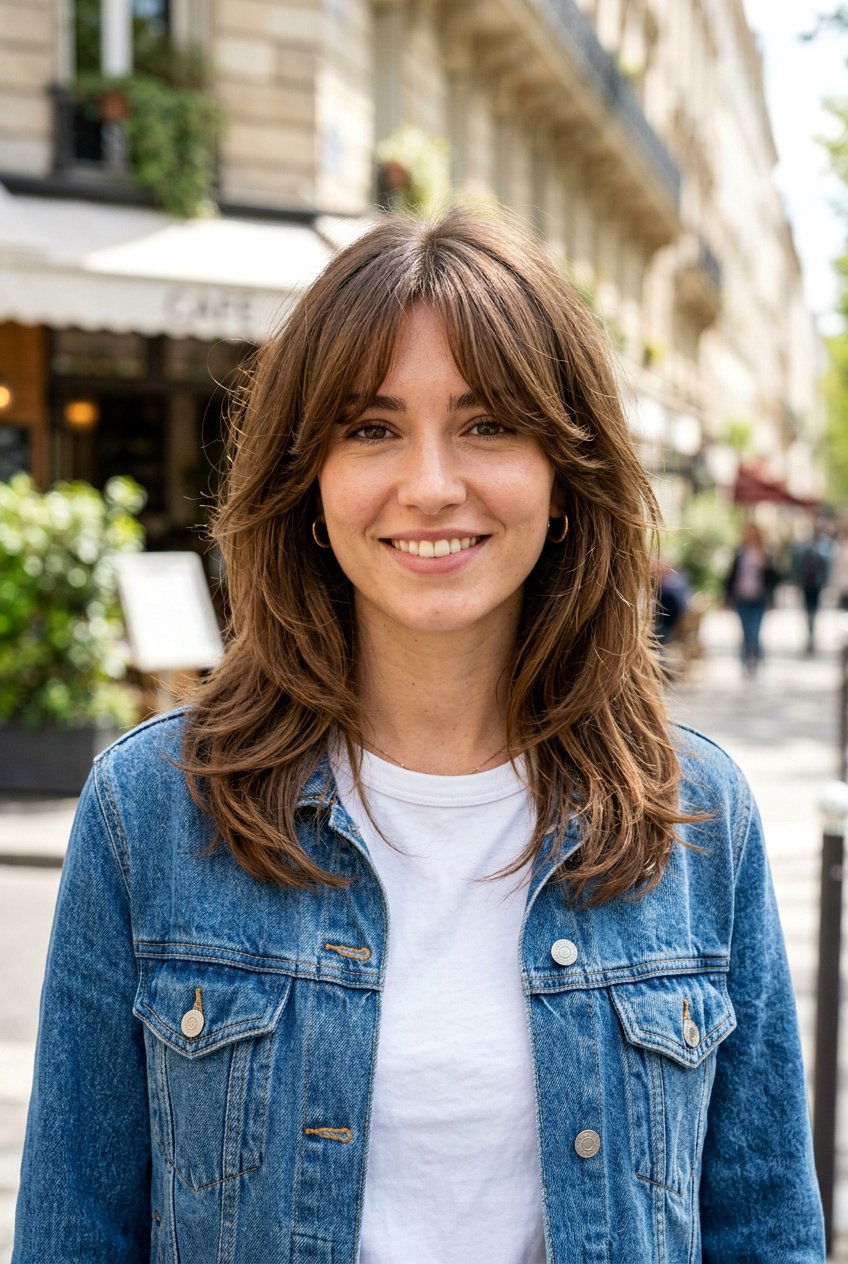 Textured Layers With Curtain Bangs - 20 airy layers haircut - 20 airy layers haircut