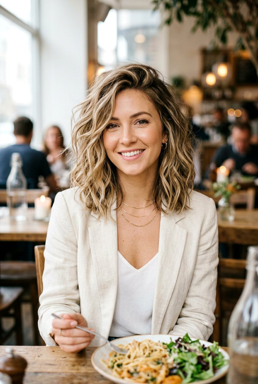 Textured Lob Dinner Hair - 20 dinner date hairstyles - 20 dinner date hairstyles