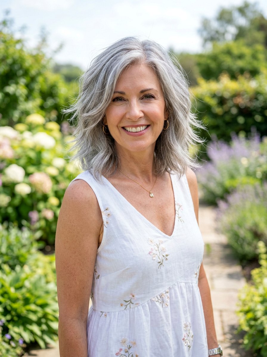 Textured Lob For Gray Hair - 20 elegant haircut for naturally gray hair - 20 elegant haircut for naturally gray hair