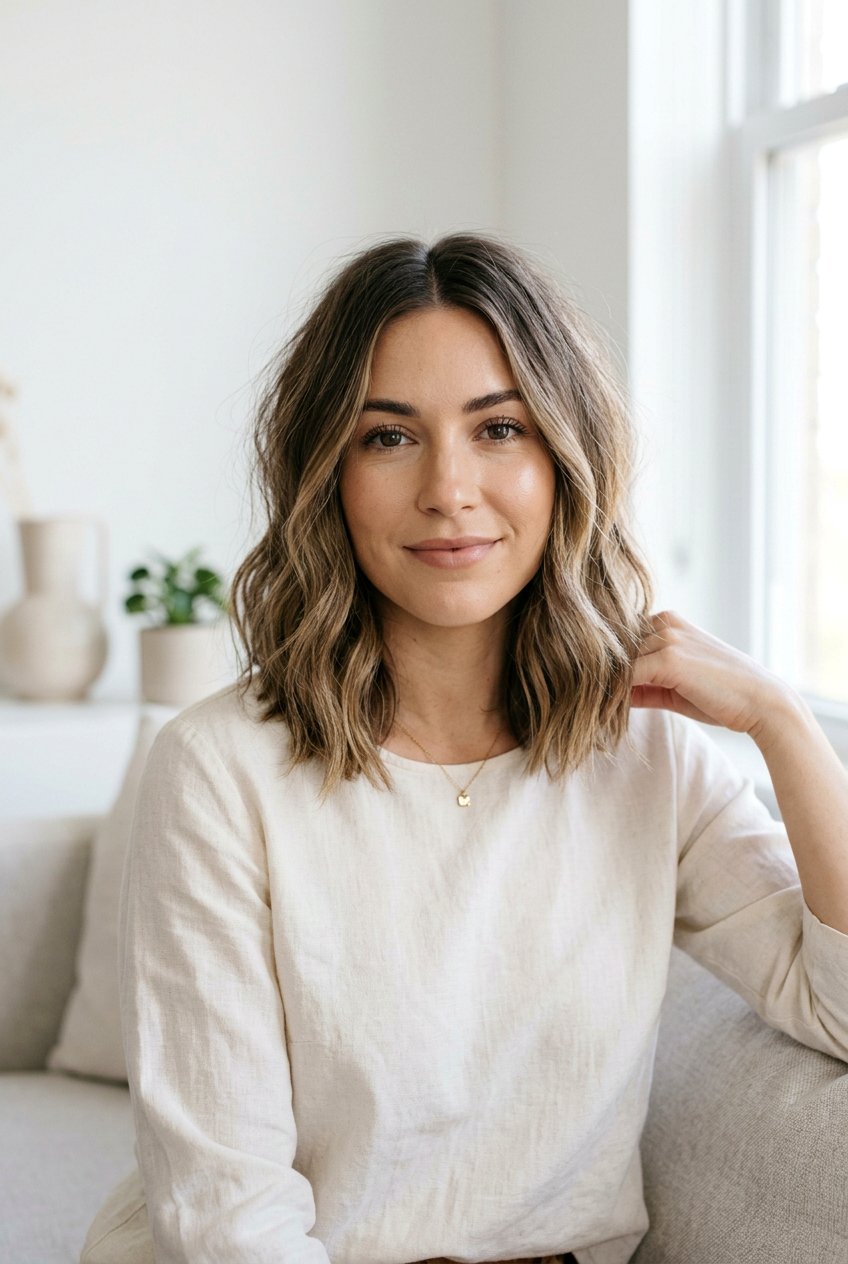 Textured Lob Haircut With Center Part - 20 textured lob haircut - 20 textured lob haircut