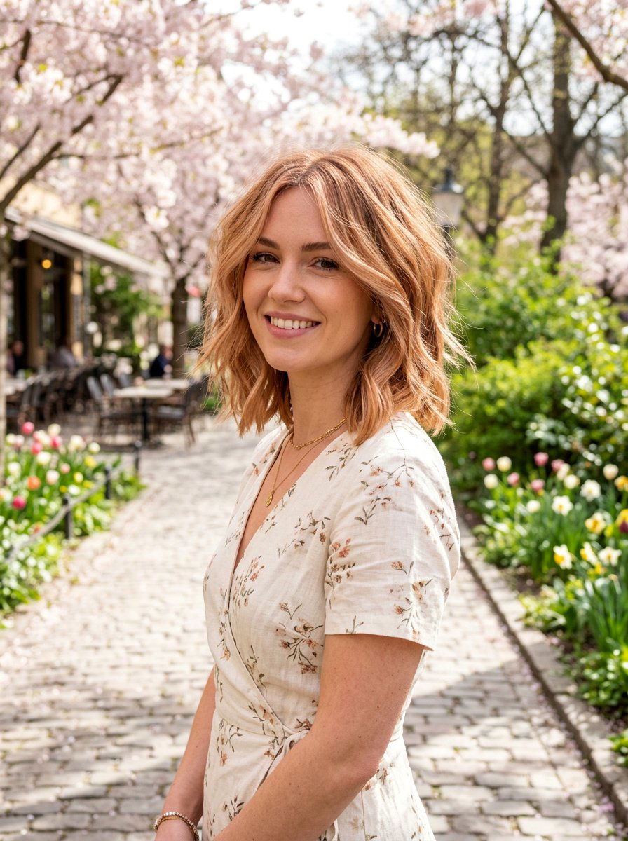 Textured Lob Strawberry Blonde Balayage - 20 spring strawberry blonde balayage - 20 spring strawberry blonde balayage