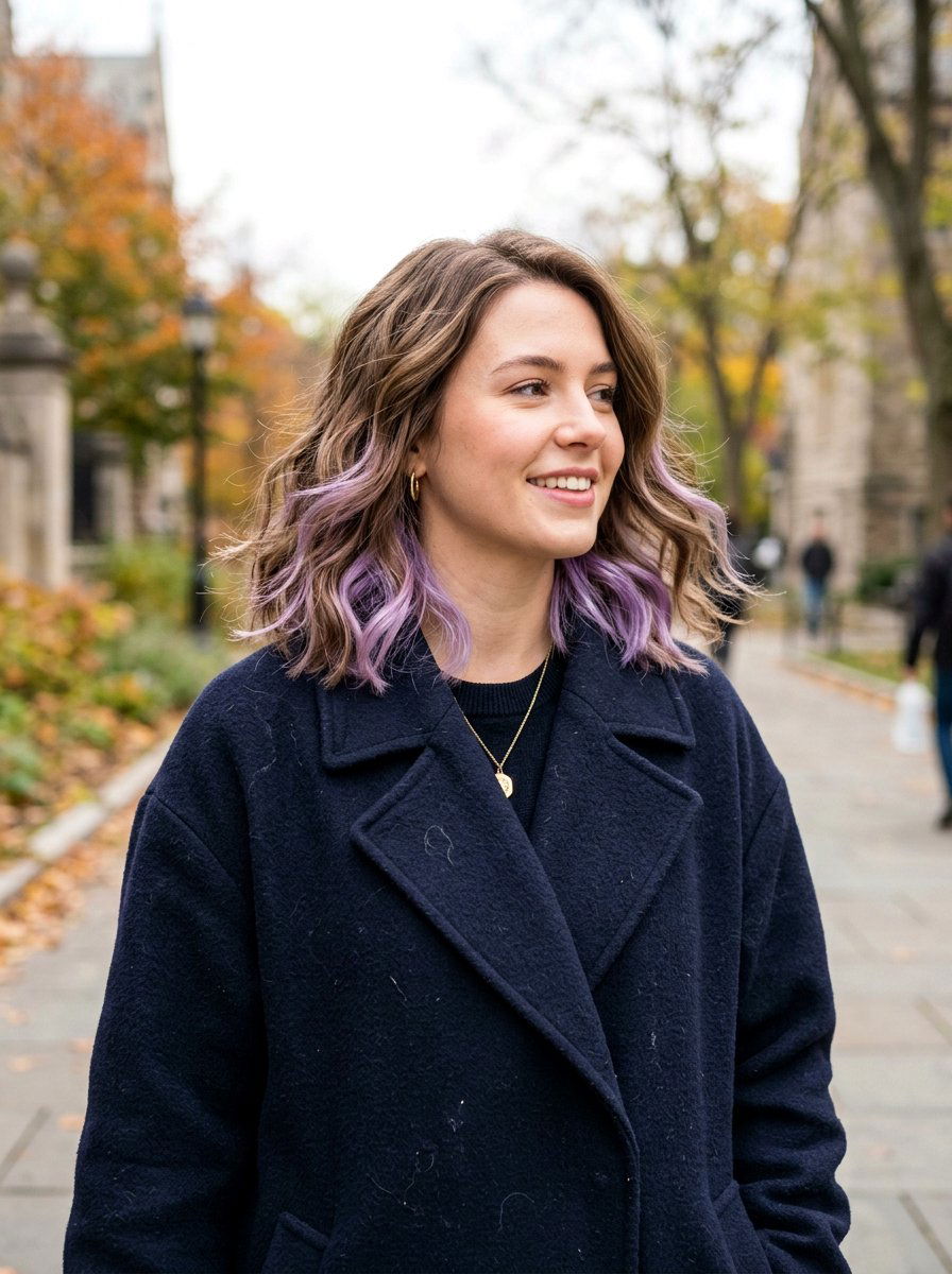 Textured Lob With Peekaboo Color - 20 soft goth haircut ideas - 20 soft goth haircut ideas