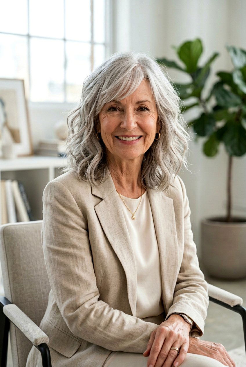 Textured Lob With Side Bangs - 20 medium haircut for women over 70 - 20 medium haircut for women over 70