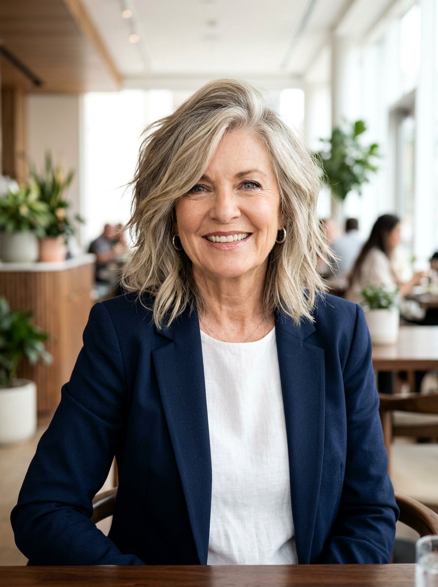 Textured Lob With Side Part - 20 older women wedding guest hair ideas - 20 older women wedding guest hair ideas