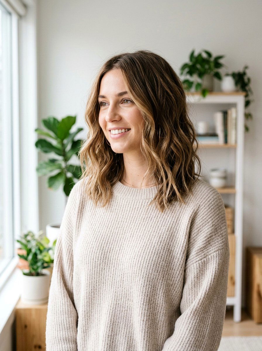 Textured Lob With Soft Loose Waves - 20 shoulder length wavy haircut for fine hair - 20 shoulder length wavy haircut for fine hair