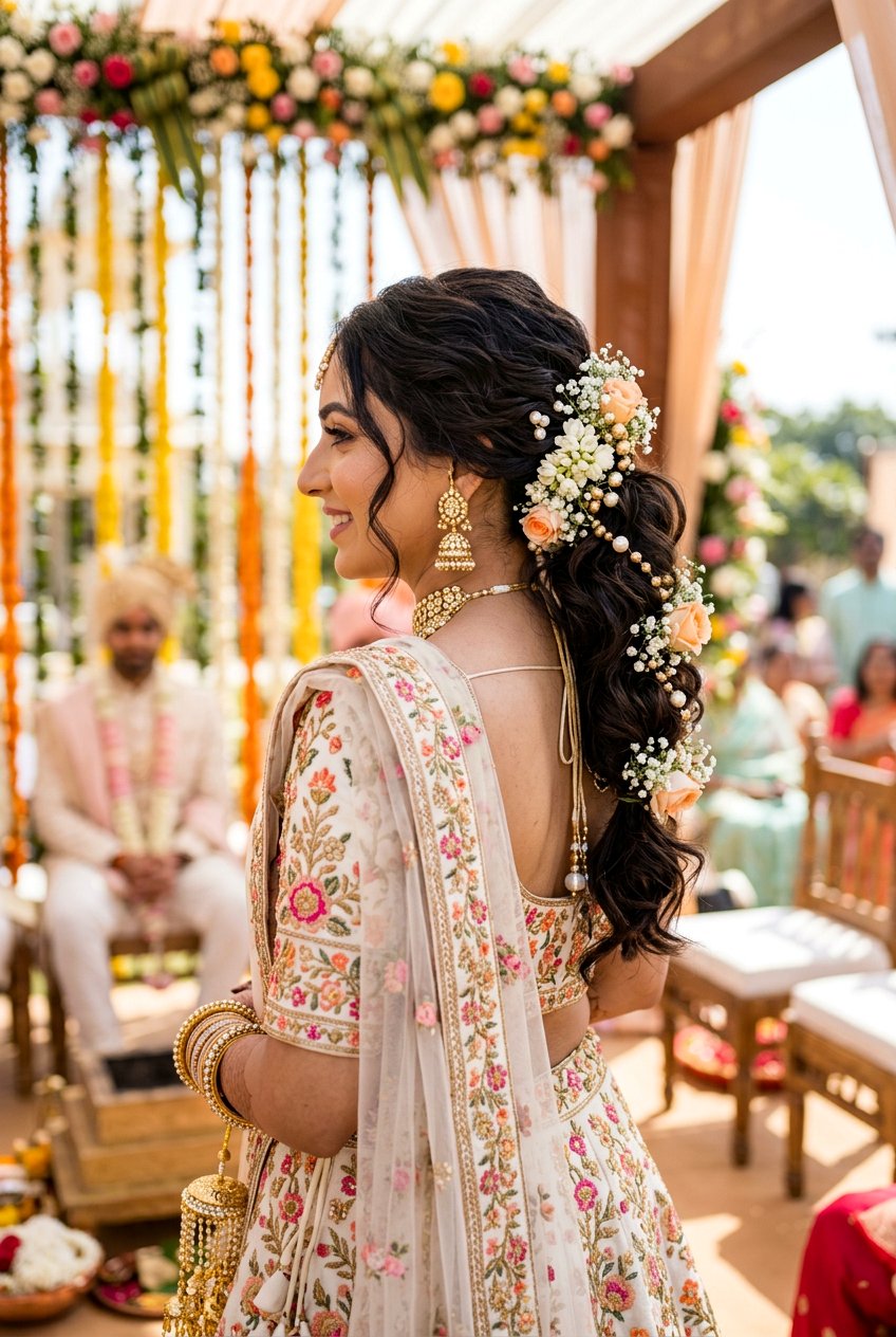 Textured Low Bridal Ponytail For Day Wedding - 20 indian bridal ponytail hairstyle - 20 indian bridal ponytail hairstyle