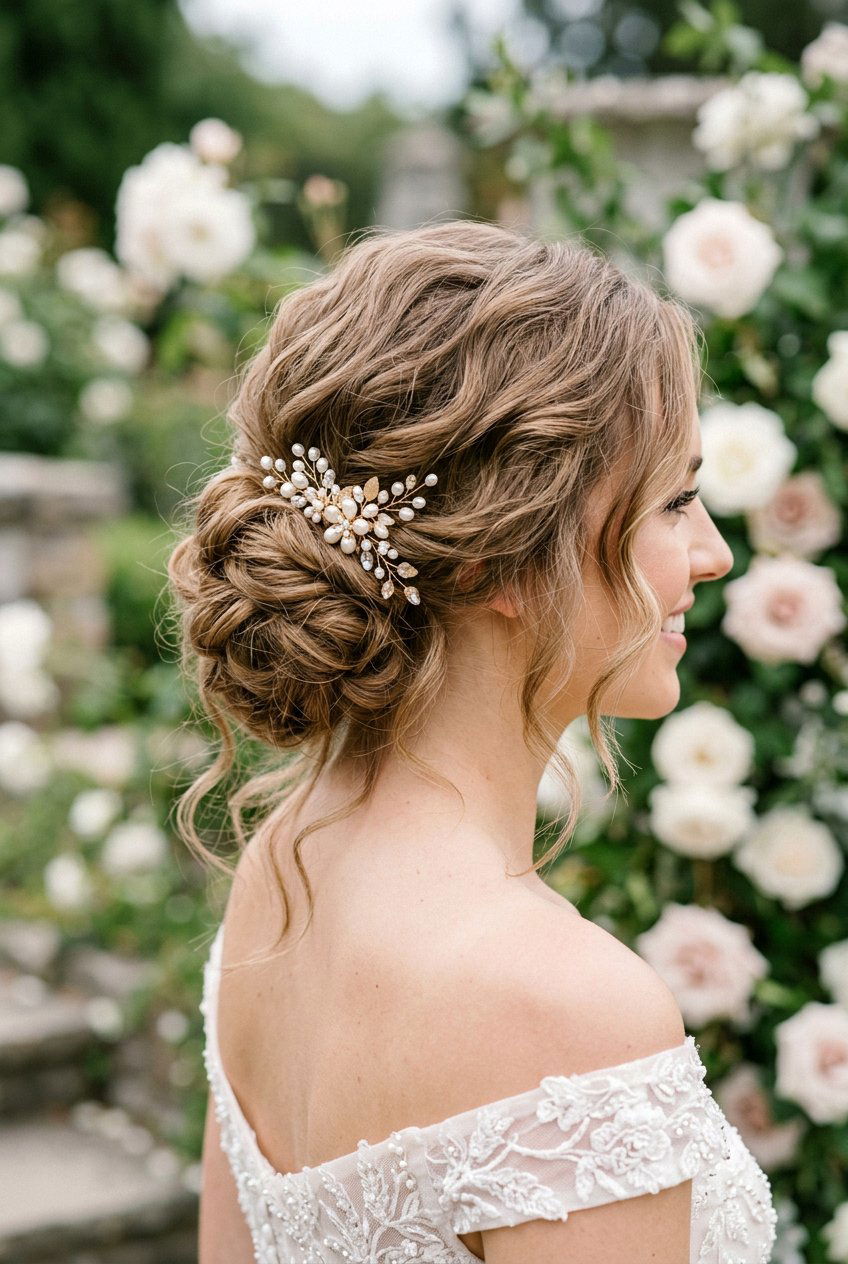 Textured Low Bun Bridal Updo - 20 romantic bridal updo - 20 romantic bridal updo