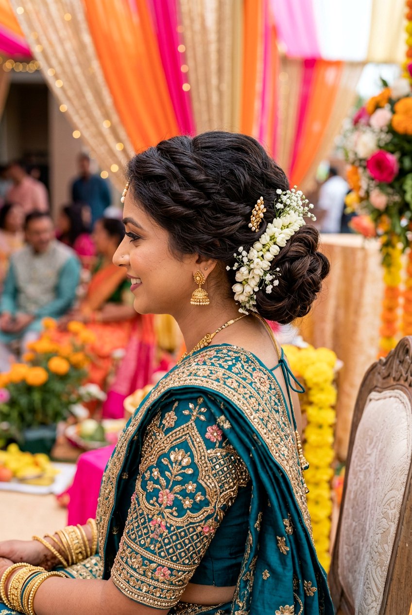Textured Low Bun For Sangeet - 20 sangeet hairstyles - 20 sangeet hairstyles