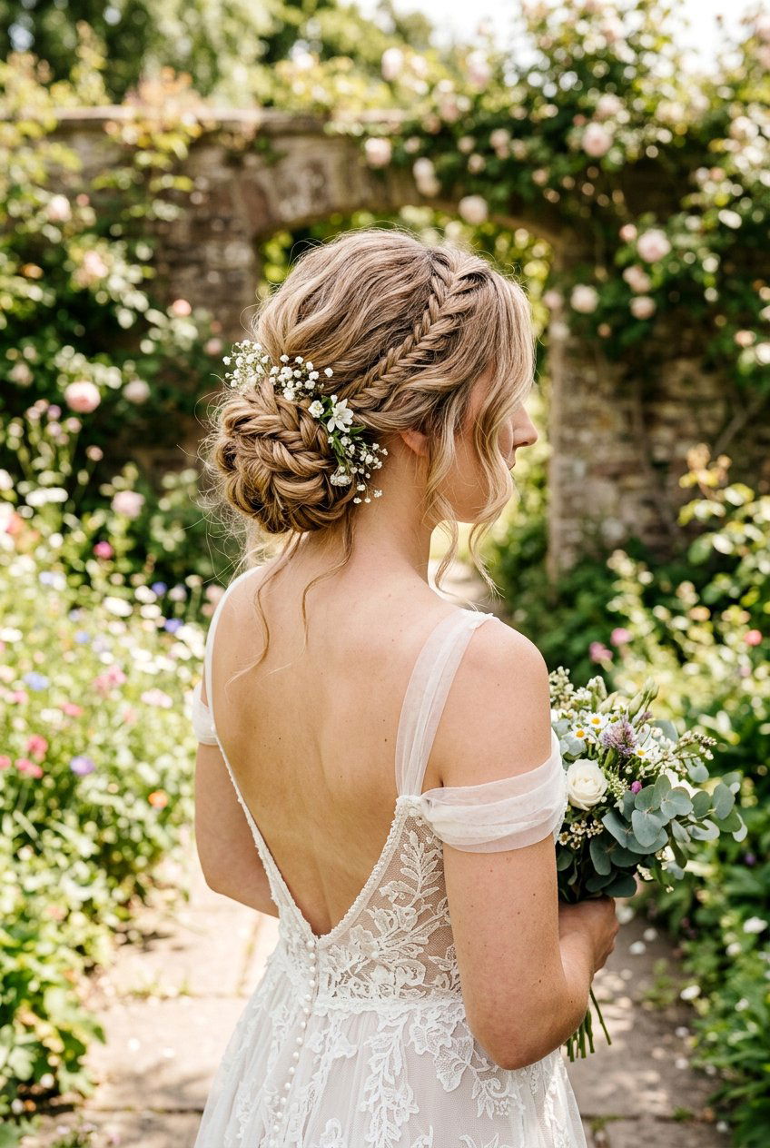 Textured Low Bun With Braids - 20 low bun for mother of the bride - 20 low bun for mother of the bride