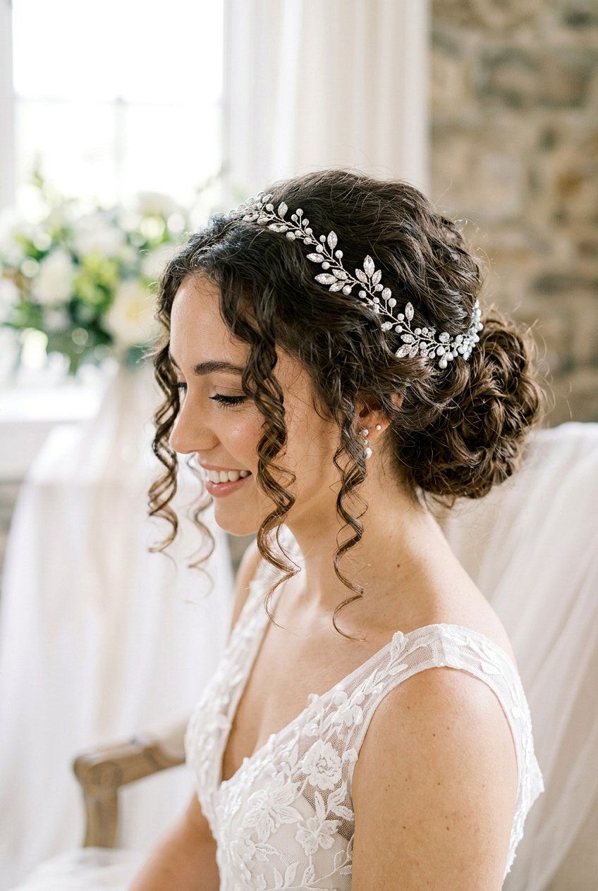 Textured Low Bun With Curly Face Frame - 20 bridal bun with curls in front - 20 bridal bun with curls in front