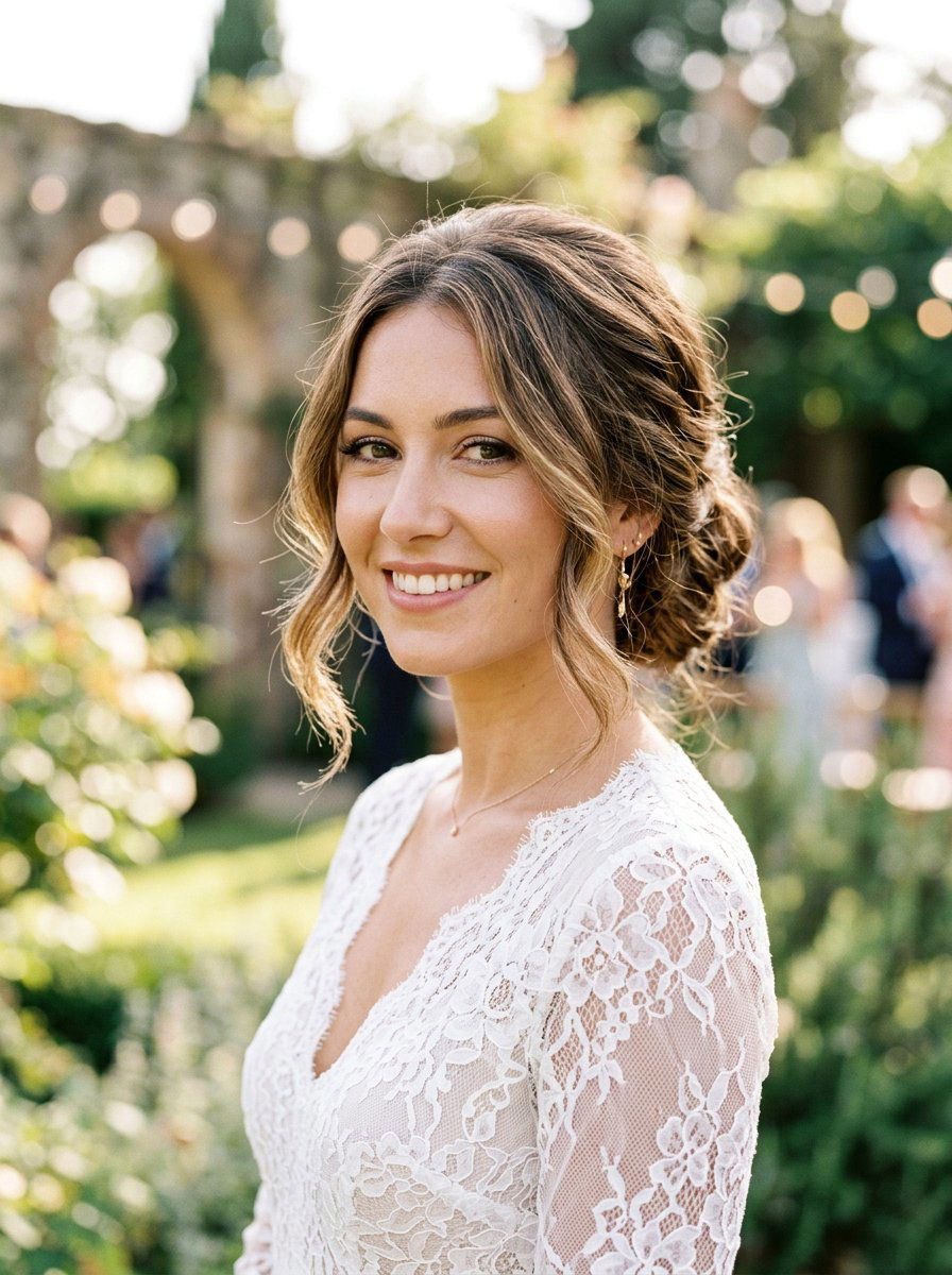 Textured Low Party Bun With Loose Face Framing Layers - 20 party bun with face framing pieces - 20 party bun with face framing pieces