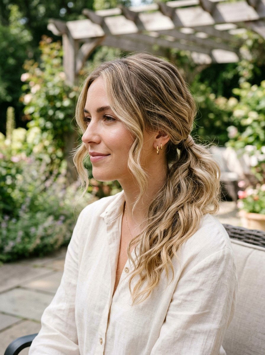 Textured Low Ponytail - 20 cute hairstyle for shopping day - 20 cute hairstyle for shopping day