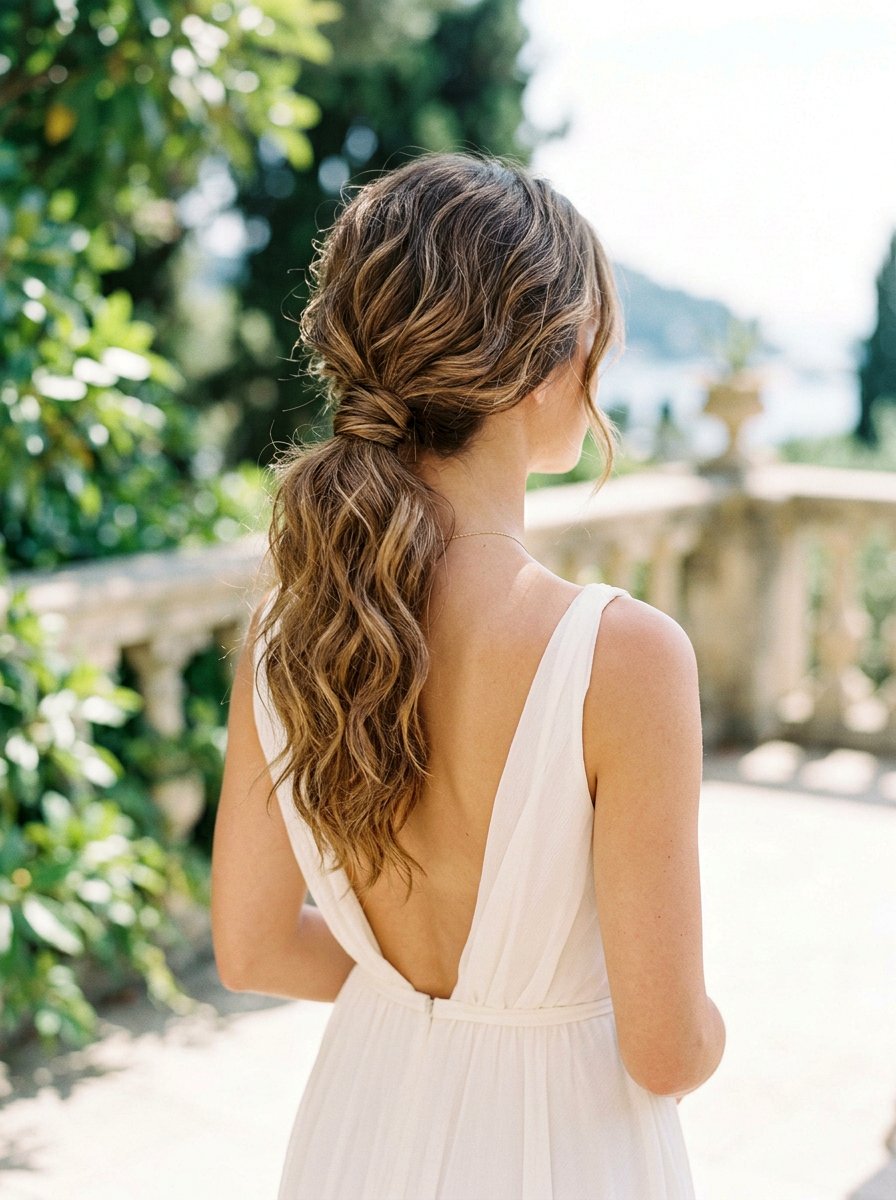 Textured Low Ponytail - 20 wedding hairstyles for elopement - 20 wedding hairstyles for elopement