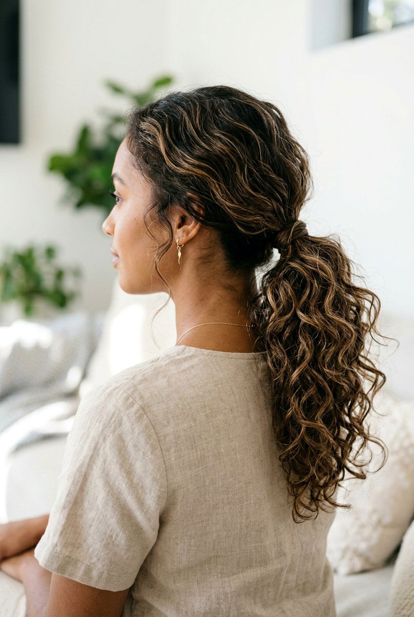Textured Low Ponytail With Curls - 20 graduation hairstyle with ponytail curls - 20 graduation hairstyle with ponytail curls