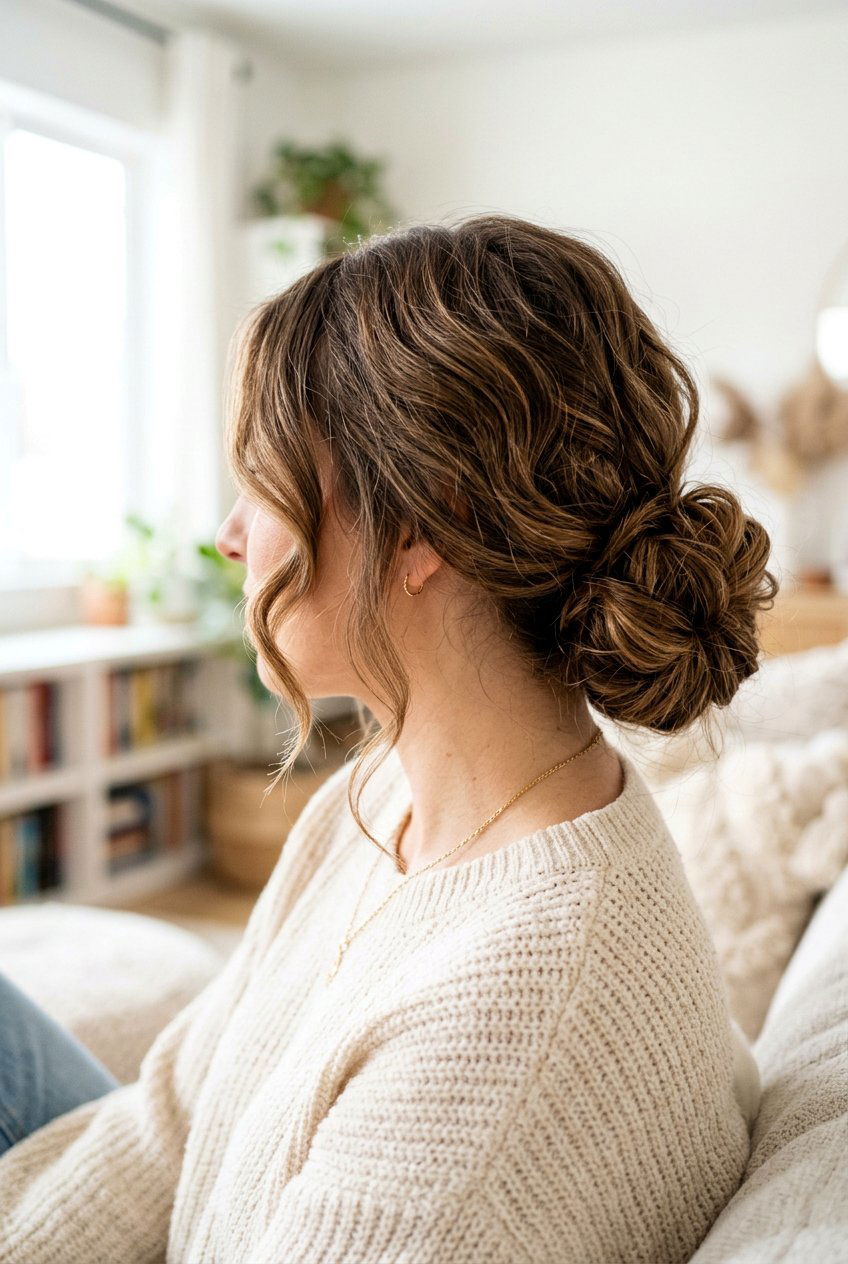 Textured Messy Bun - 20 bridesmaid hairstyles - 20 bridesmaid hairstyles