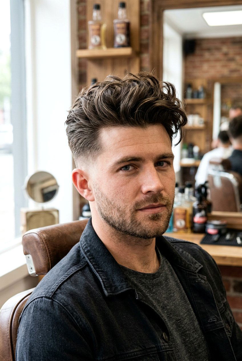 Textured Messy Quiff - 20 medium length hairstyles for men - 20 medium length hairstyles for men