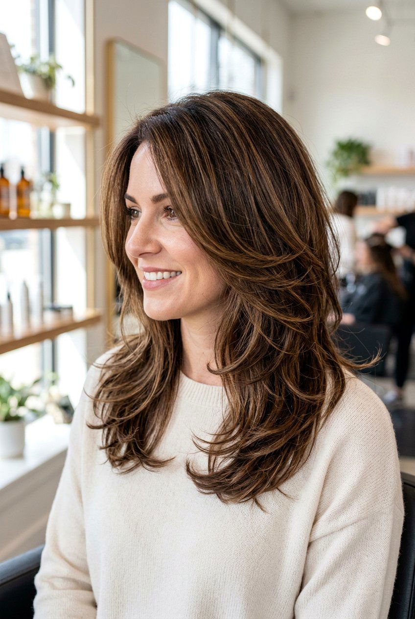 Textured Mid Length Layers - 20 hairstyles for square faces - 20 hairstyles for square faces