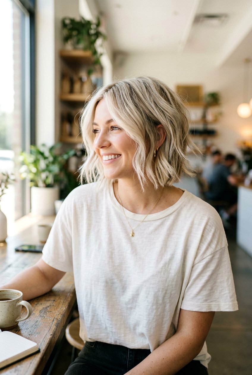 Textured Pearl Blonde Bob - 20 pearl blonde bob - 20 pearl blonde bob