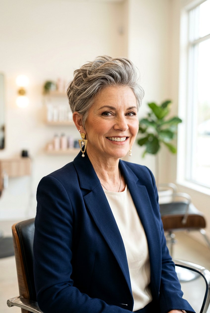 Textured Pixie Cut - 20 classy wedding guest hairstyles for women over 50 - 20 classy wedding guest hairstyles for women over 50