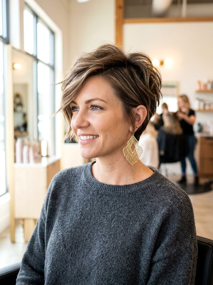 Textured Pixie Cut - 20 date night hairstyle for mature women - 20 date night hairstyle for mature women