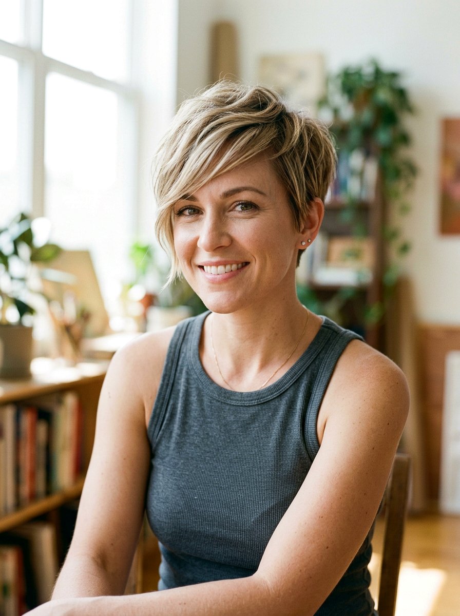 Textured Pixie Cut - 20 flattering haircut for rectangle face women - 20 flattering haircut for rectangle face women