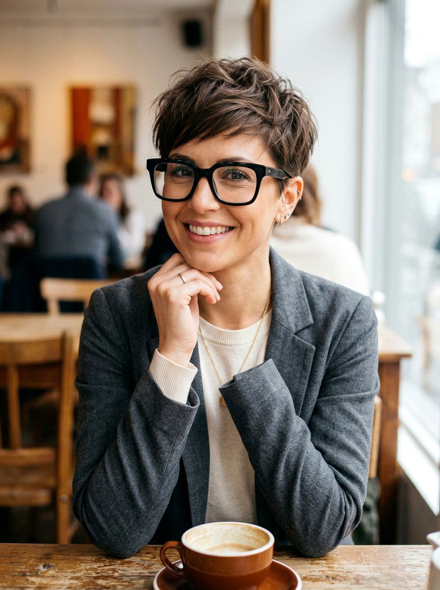 Textured Pixie Cut - 20 interview hairstyle with glasses - 20 interview hairstyle with glasses