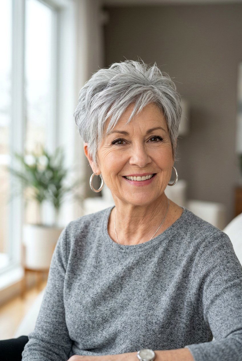 Textured Pixie Cut - 20 natural hairstyles for women over 60 - 20 natural hairstyles for women over 60