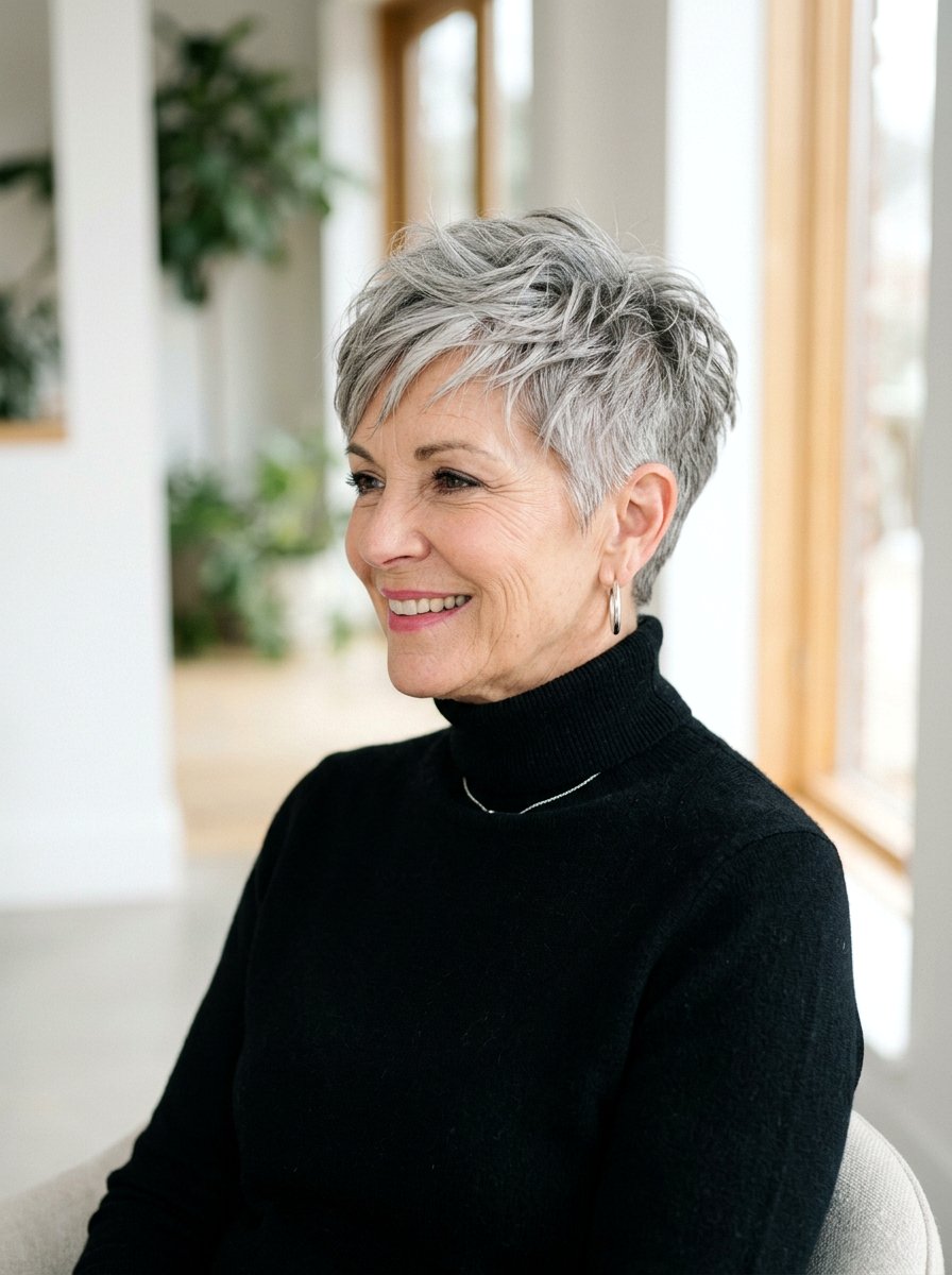 Textured Pixie Cut - 20 older women office hair ideas - 20 older women office hair ideas
