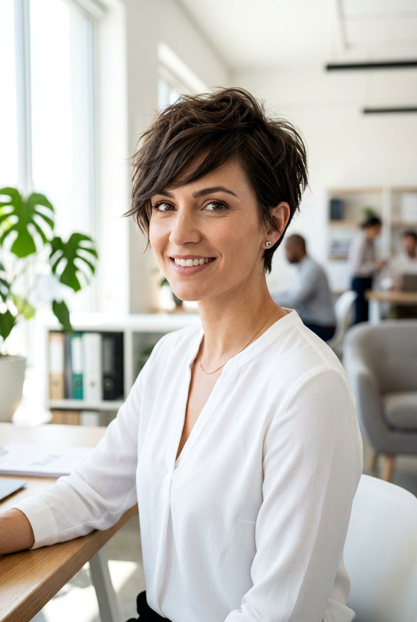 Textured Pixie Cut - 20 office hairstyle for thin fine hair - 20 office hairstyle for thin fine hair