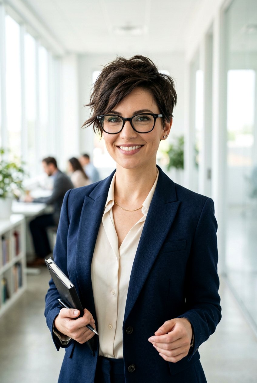 Textured Pixie Cut - 20 professional hairstyle for women with glasses - 20 professional hairstyle for women with glasses