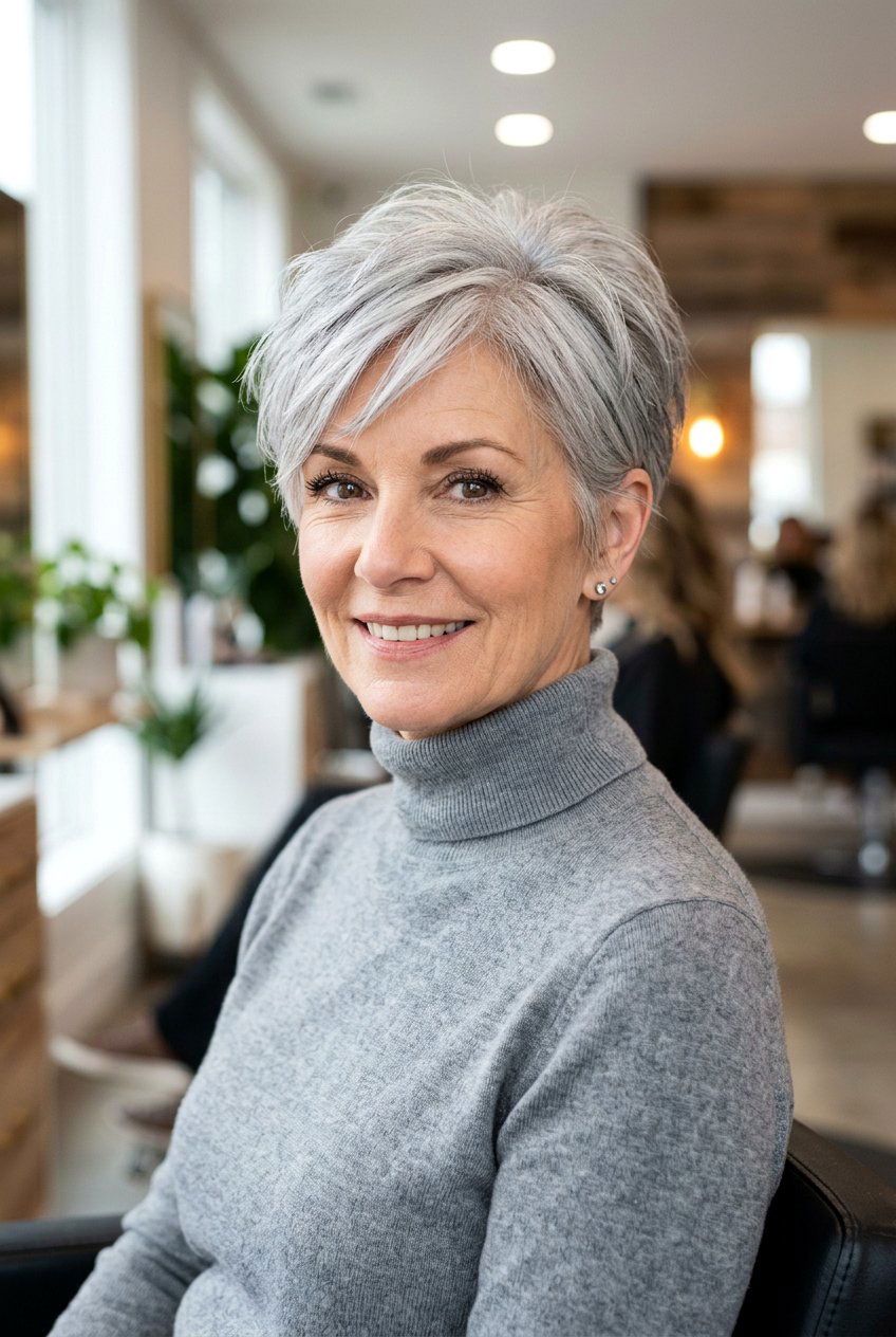 Textured Pixie Cut Gray Hair - 20 hairstyles for women with naturally gray hair - 20 hairstyles for women with naturally gray hair