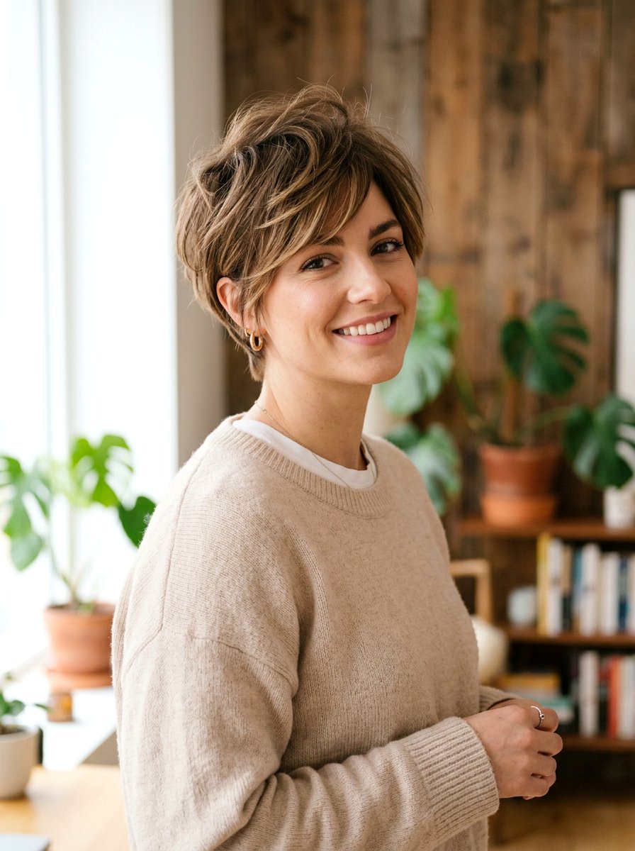 Textured Pixie Cut With Side Swept Fringe - 20 short haircut with side swept fringe - 20 short haircut with side swept fringe