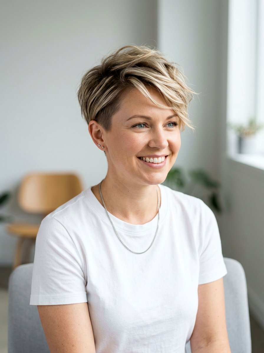 Textured Pixie Cut for Apple Face - 20 flattering haircut for apple face women - 20 flattering haircut for apple face women