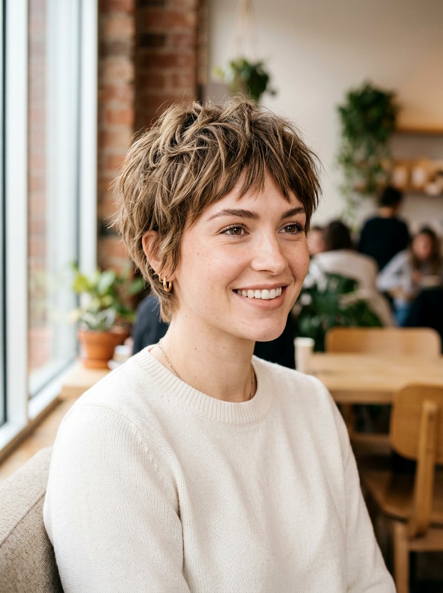 Textured Pixie With Choppy Layers - 20 short haircut for heart shaped face women - 20 short haircut for heart shaped face women