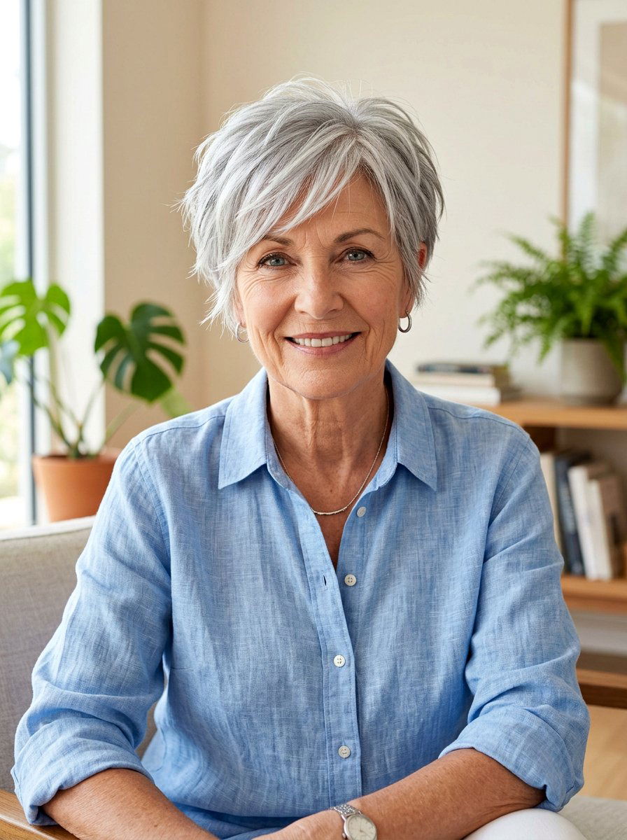 Textured Pixie With Side Swept Bangs - 20 pixie cut with side swept bangs for older women - 20 pixie cut with side swept bangs for older women