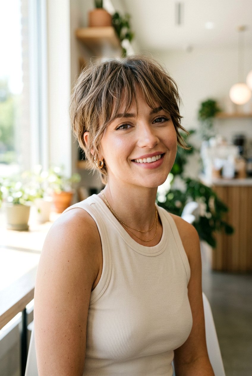 Textured Pixie With Wispy Curtain Bangs - 20 pixie with curtain bangs - 20 pixie with curtain bangs