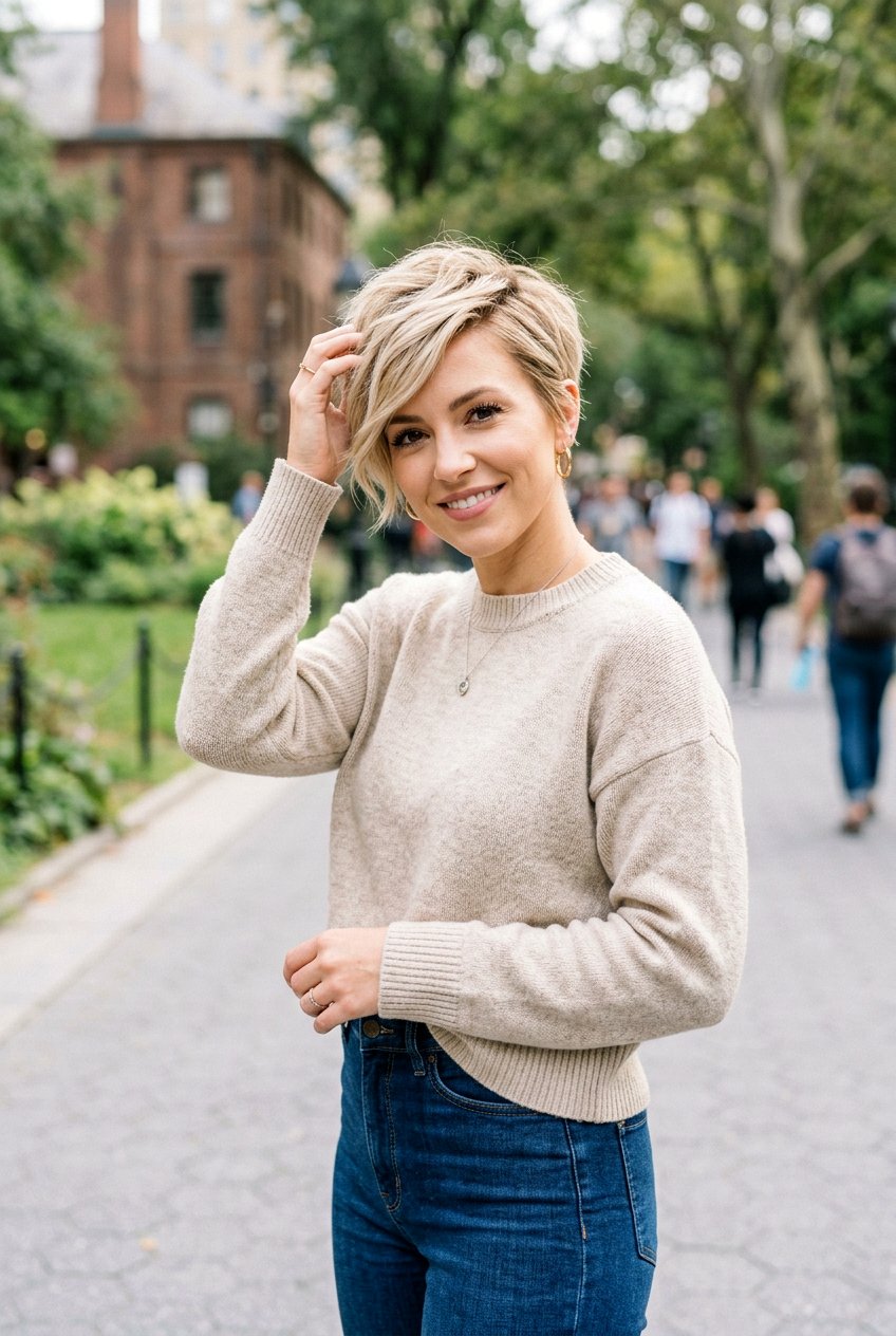 Textured Pixie with Side Swept Top - 20 hairstyles to hide thinning hair - 20 hairstyles to hide thinning hair