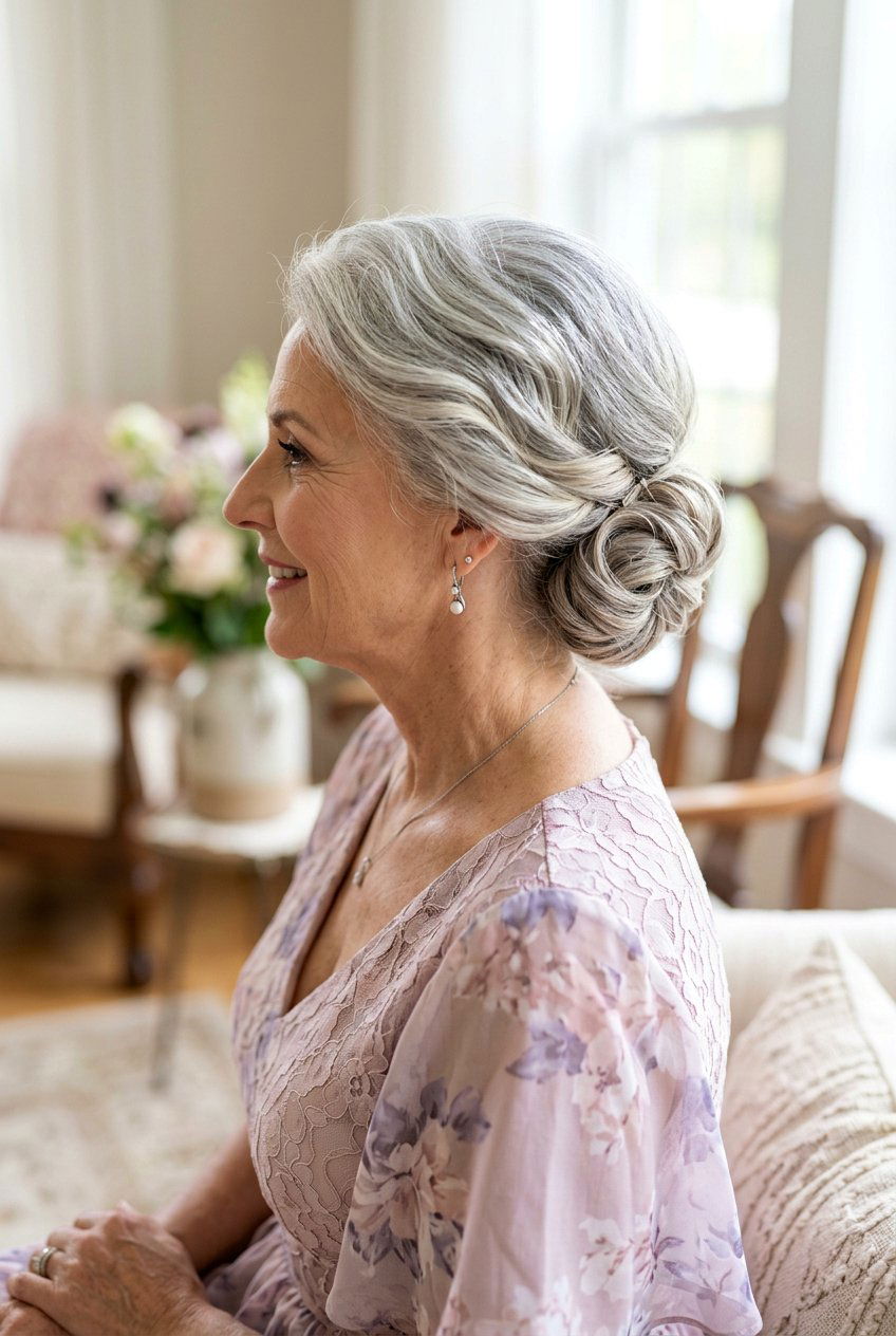 Textured Polished Bun - 20 polished wedding bun for older women - 20 polished wedding bun for older women