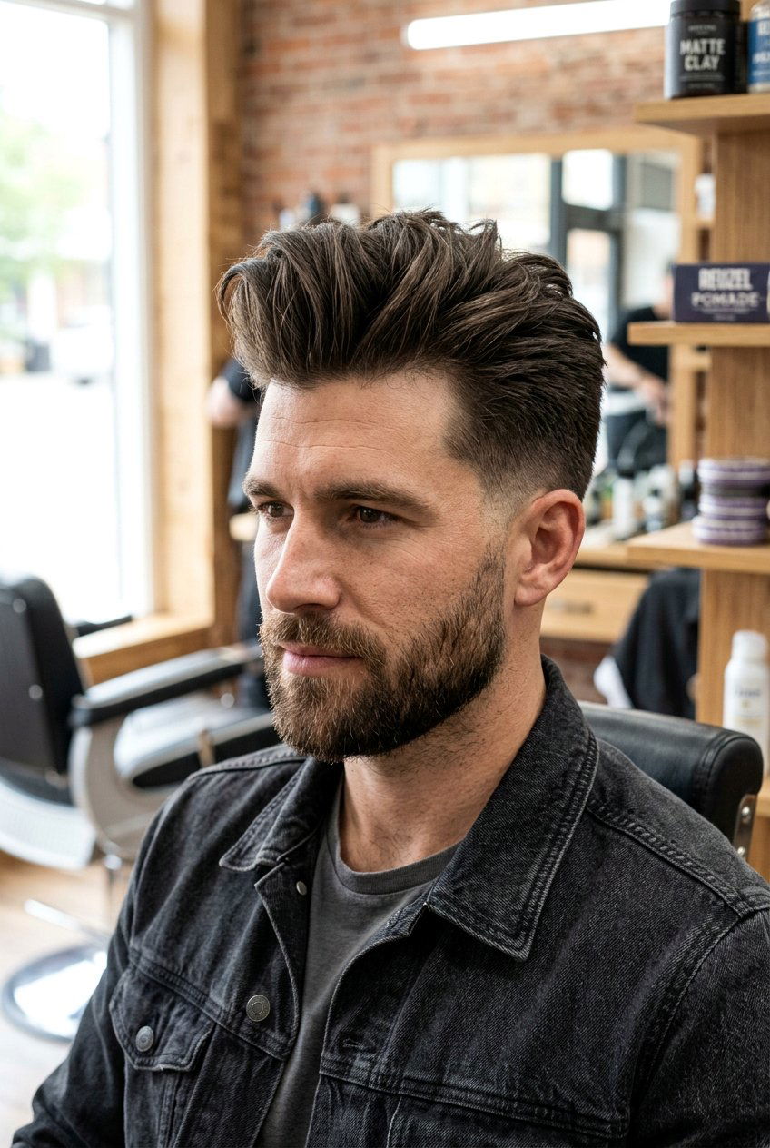 Textured Pompadour - 20 pompadour haircut for men - 20 pompadour haircut for men