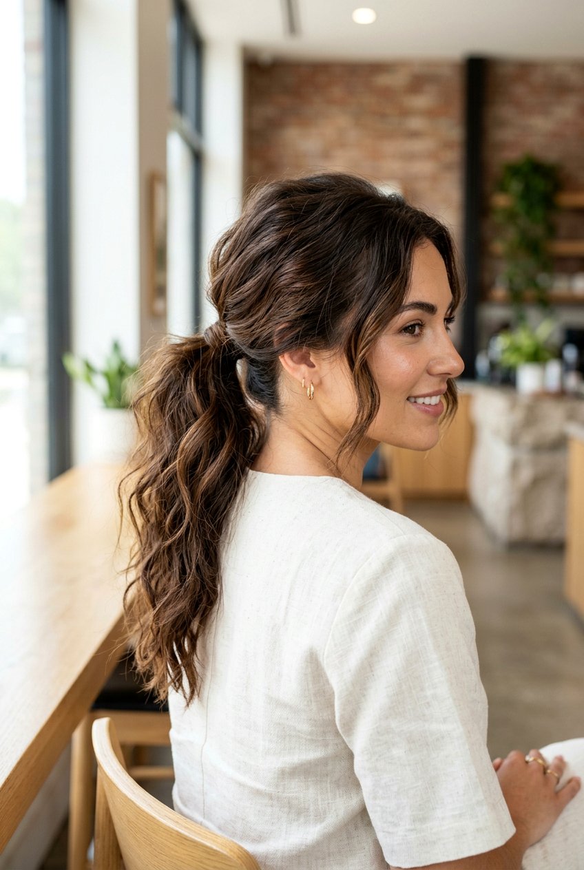 Textured Ponytail Cocktail Hairstyle - 20 cocktail party hairstyles - 20 cocktail party hairstyles