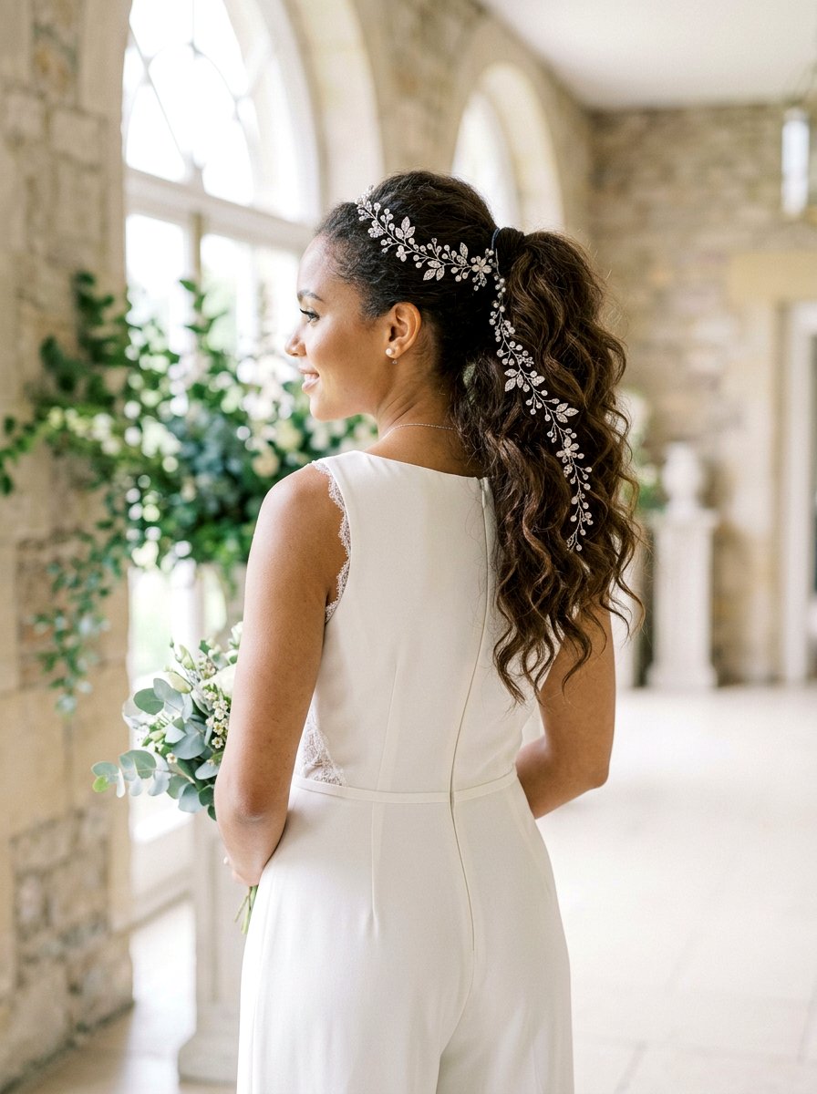 Textured Ponytail With Hair Vine - 20 wedding hairstyles with hair vines - 20 wedding hairstyles with hair vines
