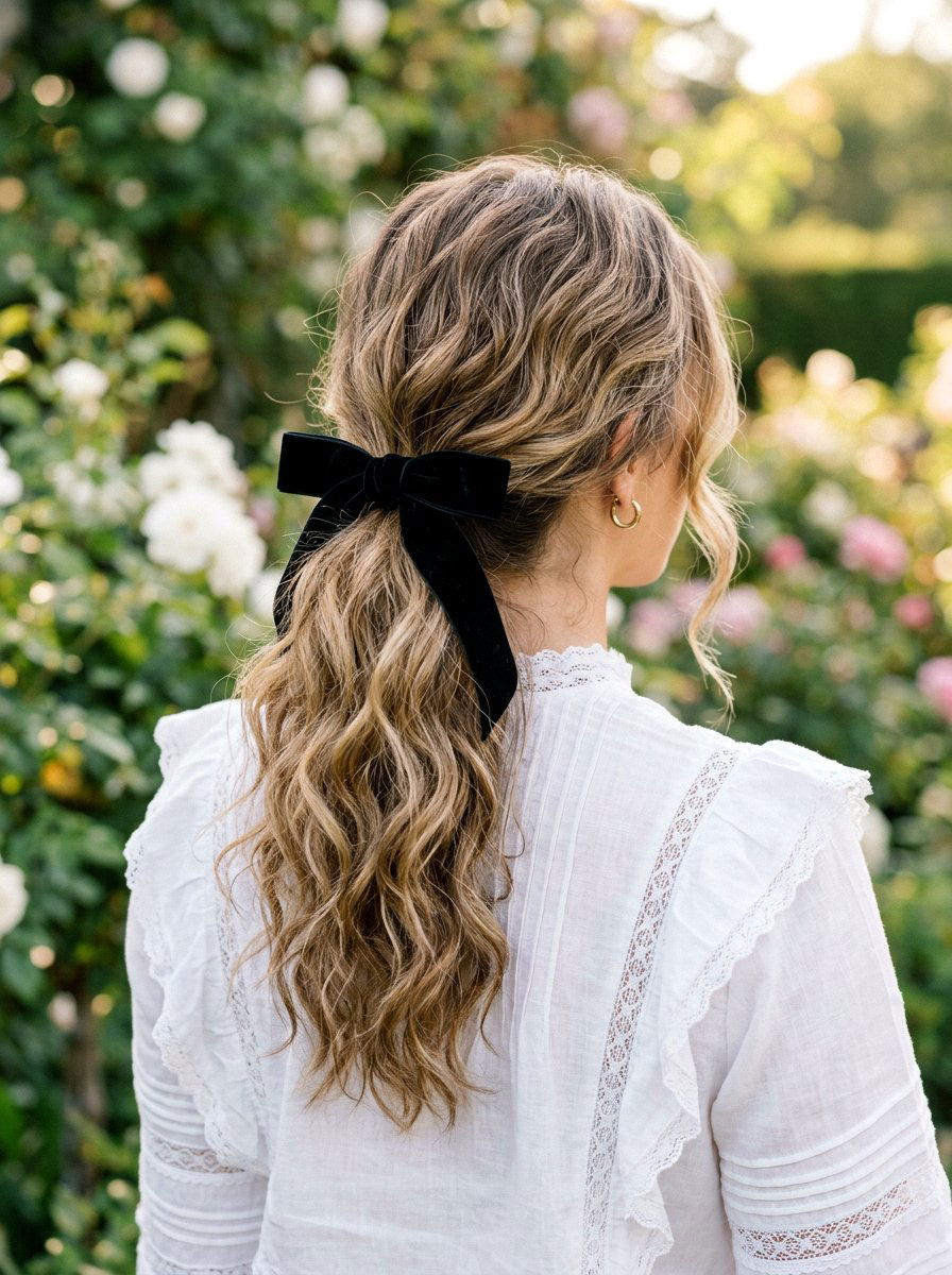 Textured Ponytail With Ribbon Detail - 20 red carpet ponytail with waves - 20 red carpet ponytail with waves