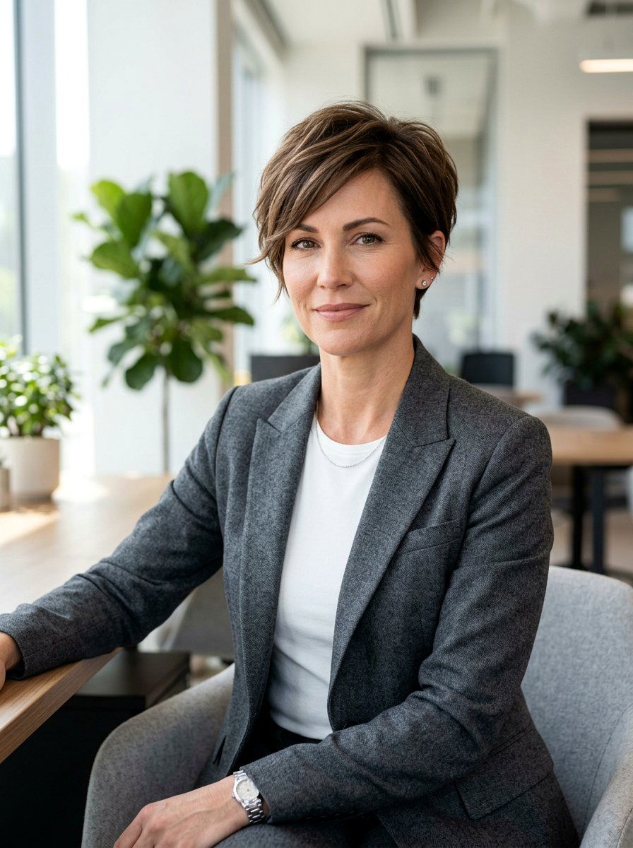 Textured Professional Pixie - 20 interview hairstyle with clean pixie cut - 20 interview hairstyle with clean pixie cut