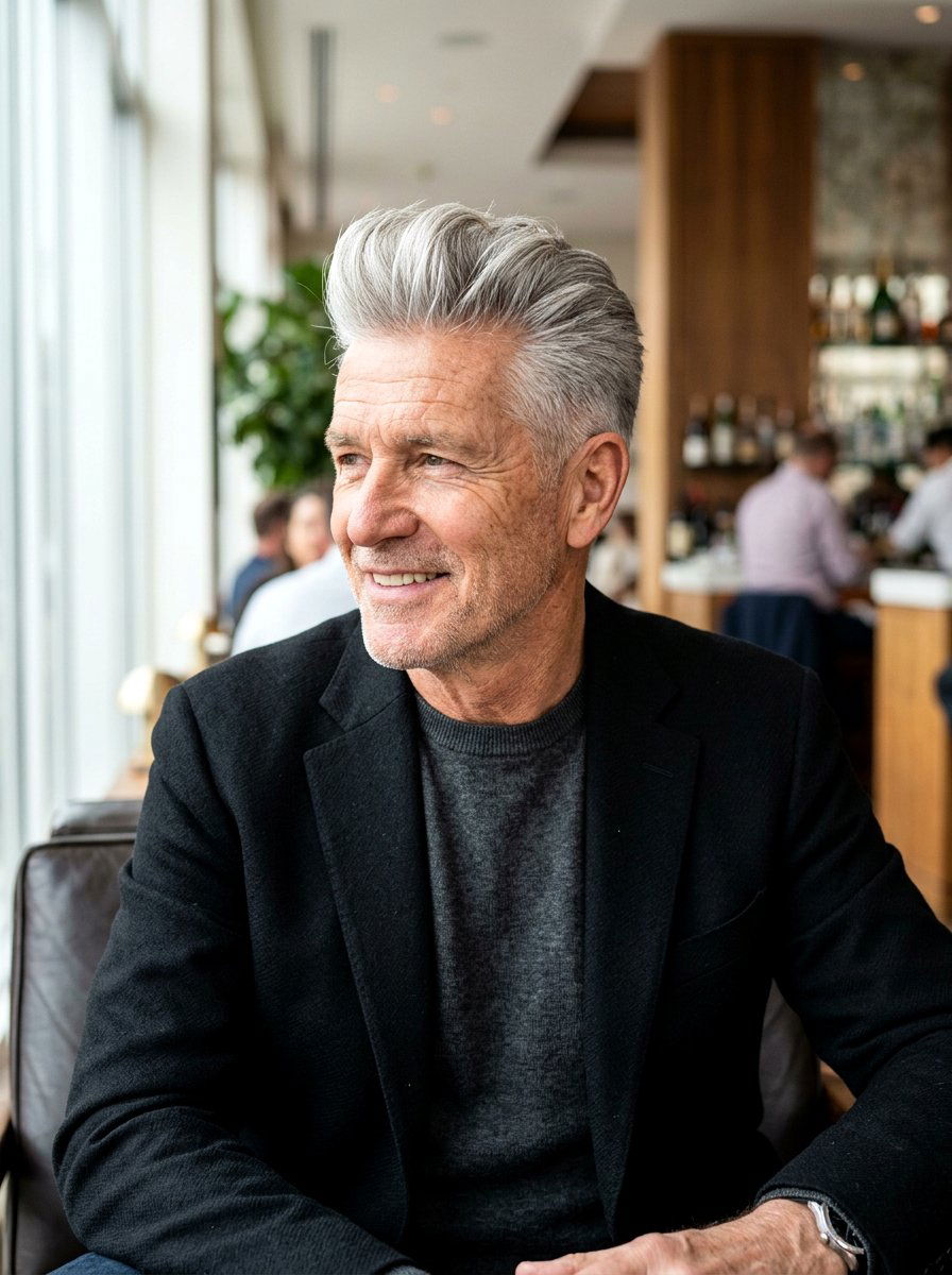 Textured Quiff - 20 older men hairstyles with gray hair - 20 older men hairstyles with gray hair