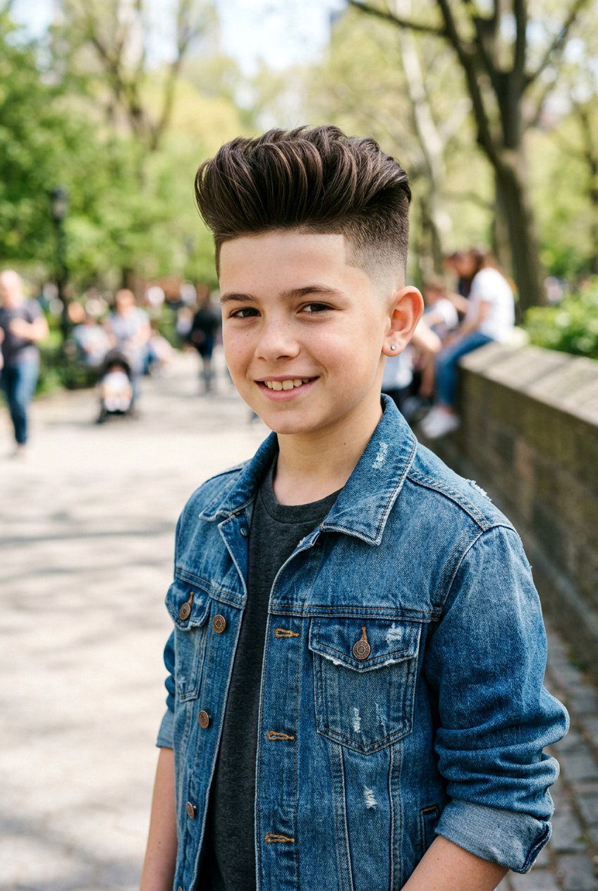 Textured Quiff Long Top Fade - 20 boys haircut with long top fade - 20 boys haircut with long top fade